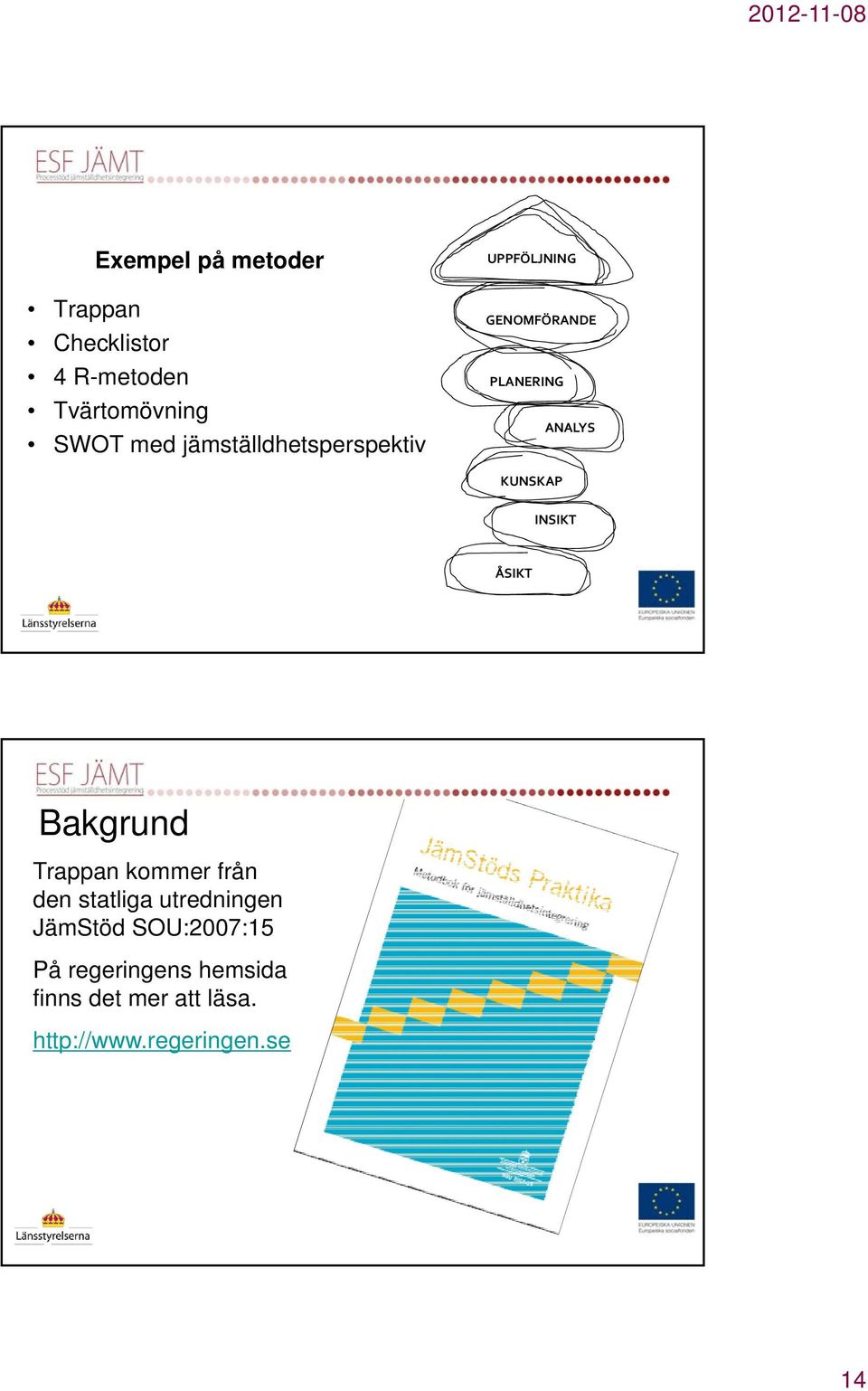 INSIKT ÅSIKT Bakgrund Trappan kommer från den statliga utredningen JämStöd