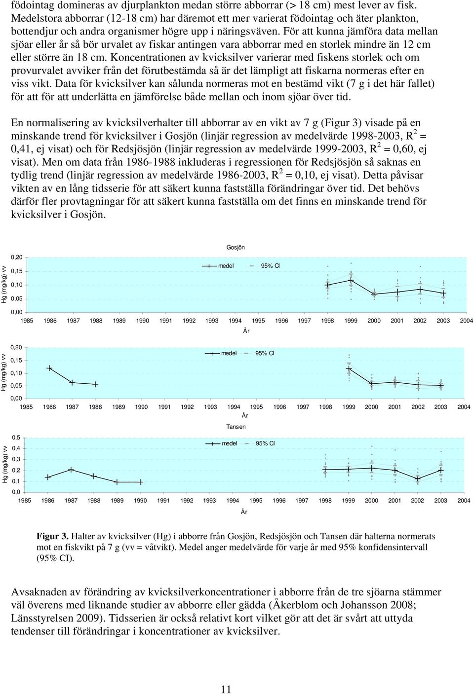 För att kunna jämföra data mellan sjöar eller år så bör urvalet av fiskar antingen vara abborrar med en storlek mindre än 12 cm eller större än 18 cm.