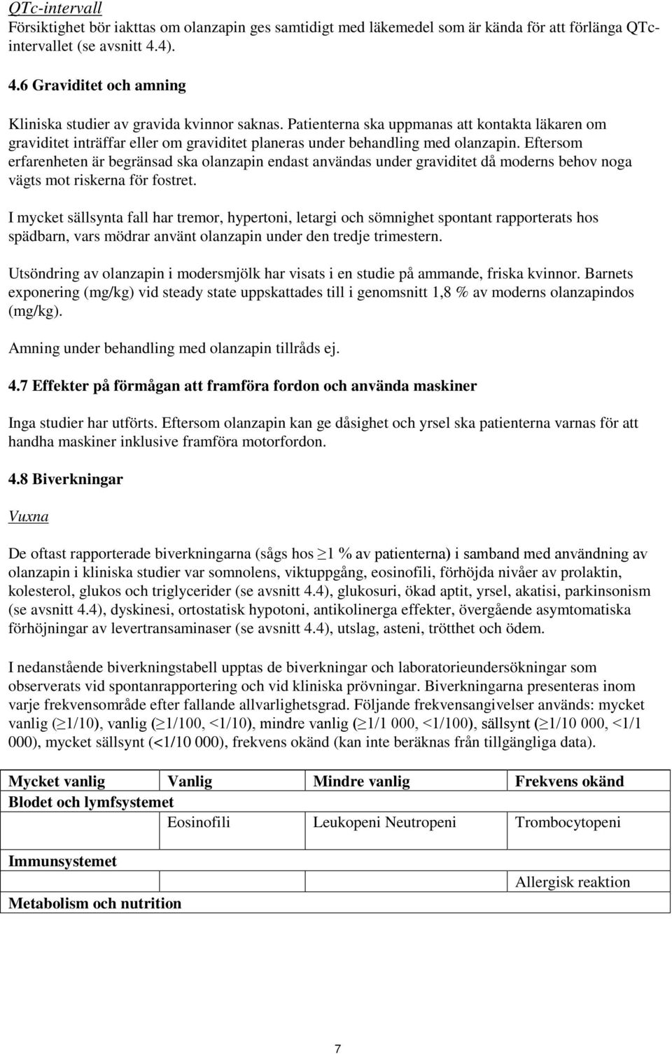 Patienterna ska uppmanas att kontakta läkaren om graviditet inträffar eller om graviditet planeras under behandling med olanzapin.