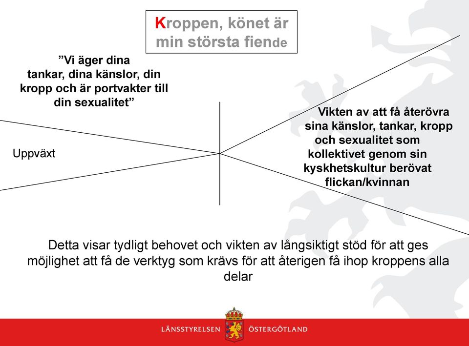 kollektivet genom sin kyskhetskultur berövat flickan/kvinnan Detta visar tydligt behovet och vikten av