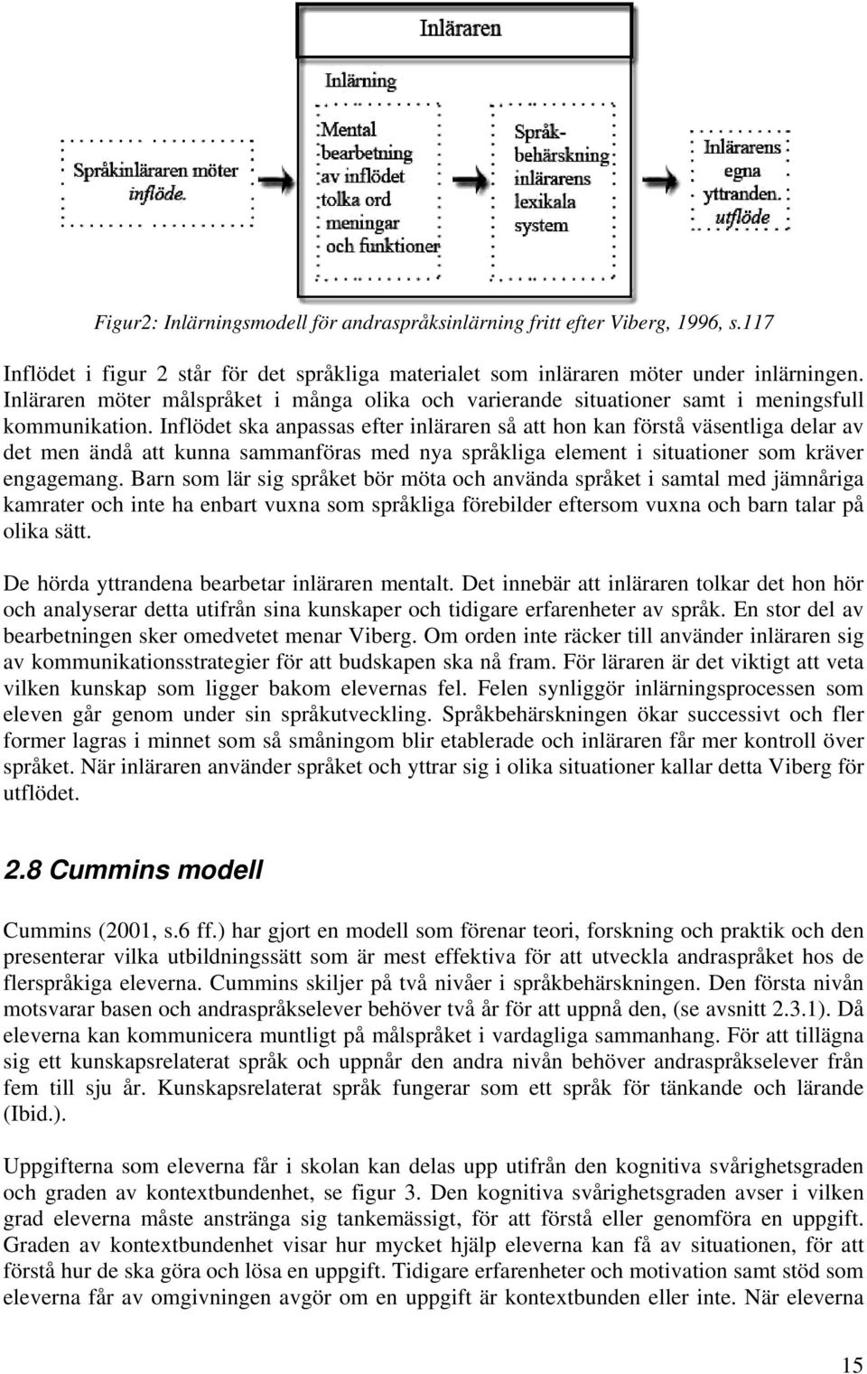 Inflödet ska anpassas efter inläraren så att hon kan förstå väsentliga delar av det men ändå att kunna sammanföras med nya språkliga element i situationer som kräver engagemang.