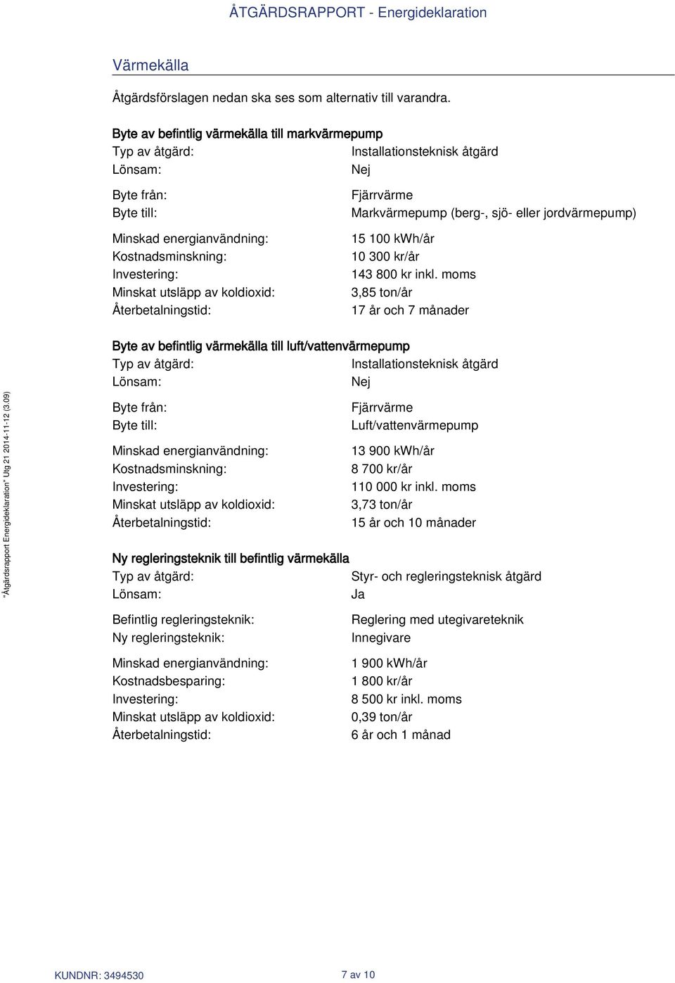 15 100 kwh/år 10 300 kr/år 143 800 kr inkl.