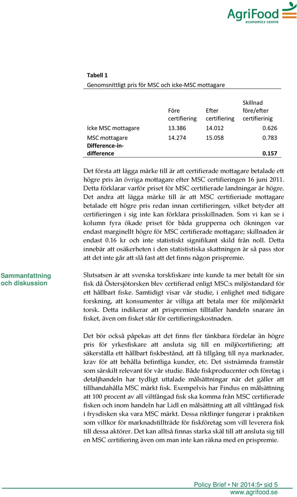 Detta förklarar varför priset för MSC certifierade landningar är högre.