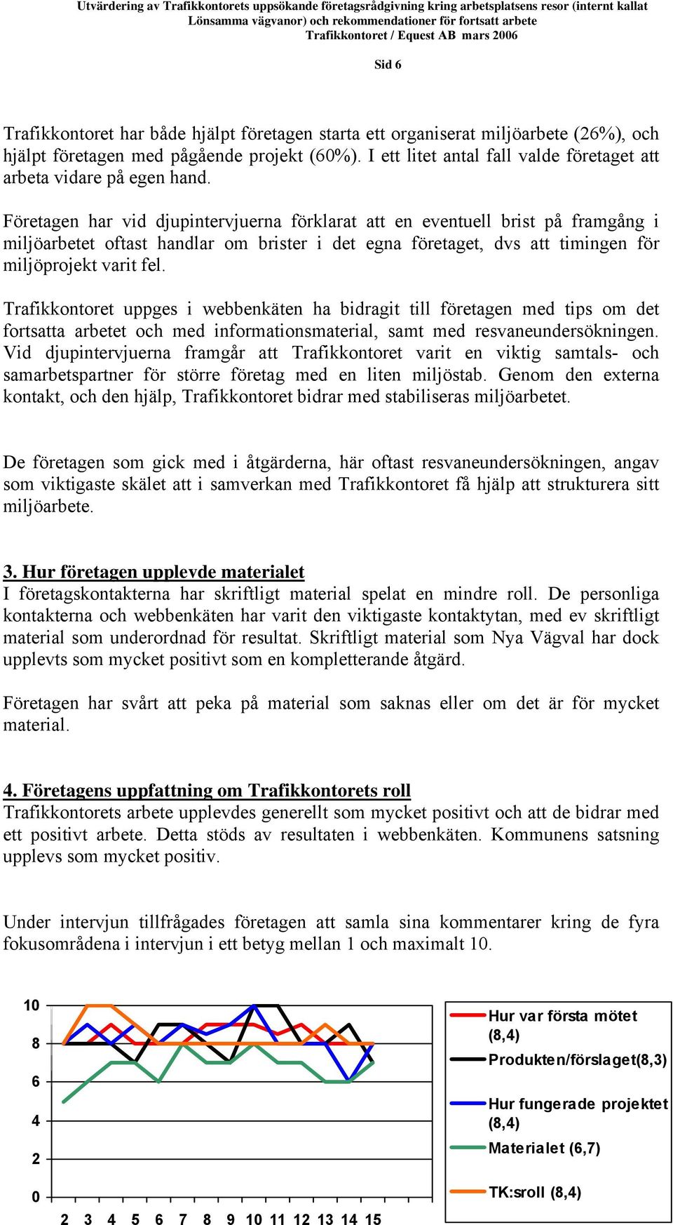 Företagen har vid djupintervjuerna förklarat att en eventuell brist på framgång i miljöarbetet oftast handlar om brister i det egna företaget, dvs att timingen för miljöprojekt varit fel.