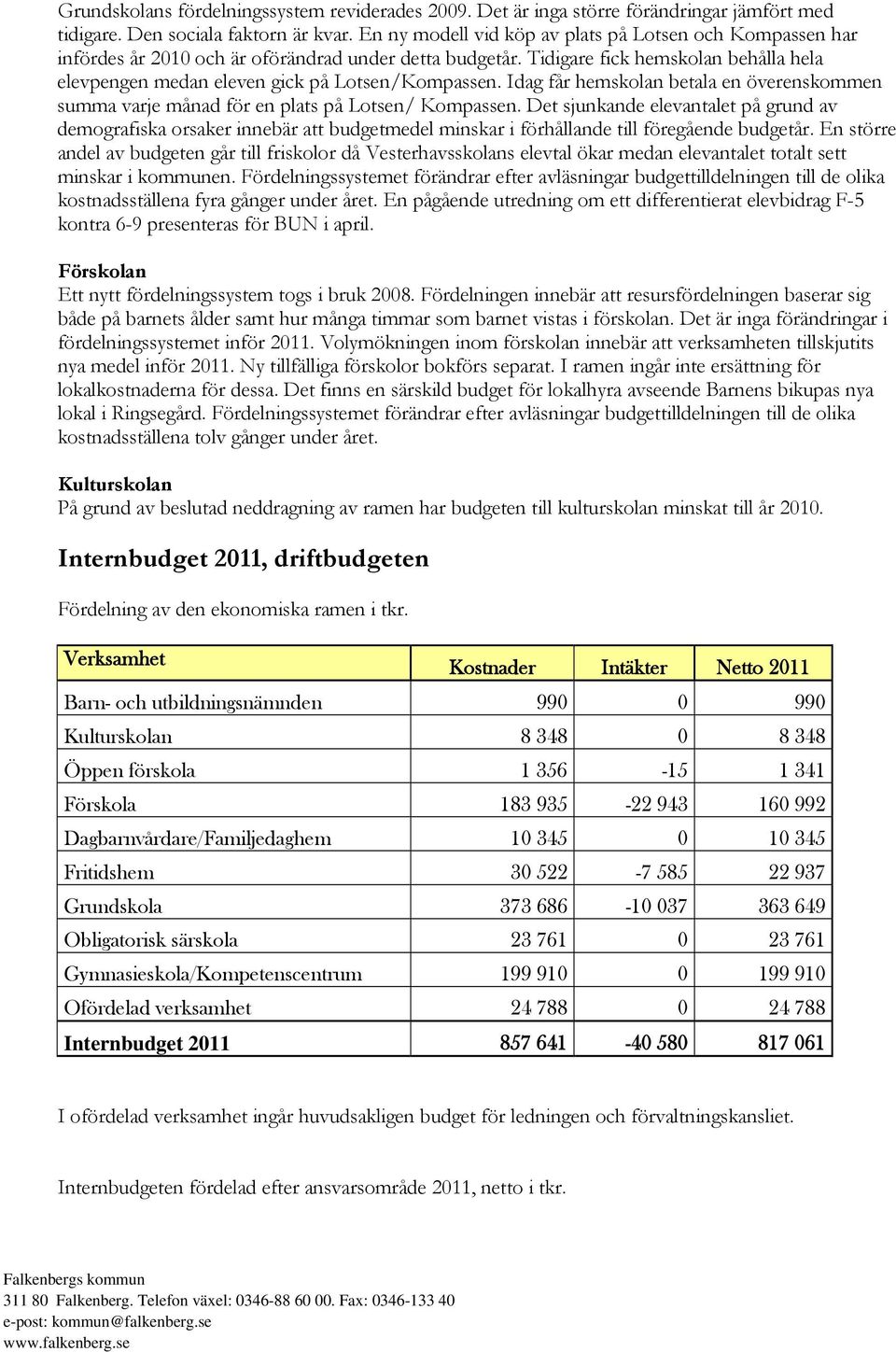 Tidigare fick hemskolan behålla hela elevpengen medan eleven gick på Lotsen/Kompassen. Idag får hemskolan betala en överenskommen summa varje månad för en plats på Lotsen/ Kompassen.