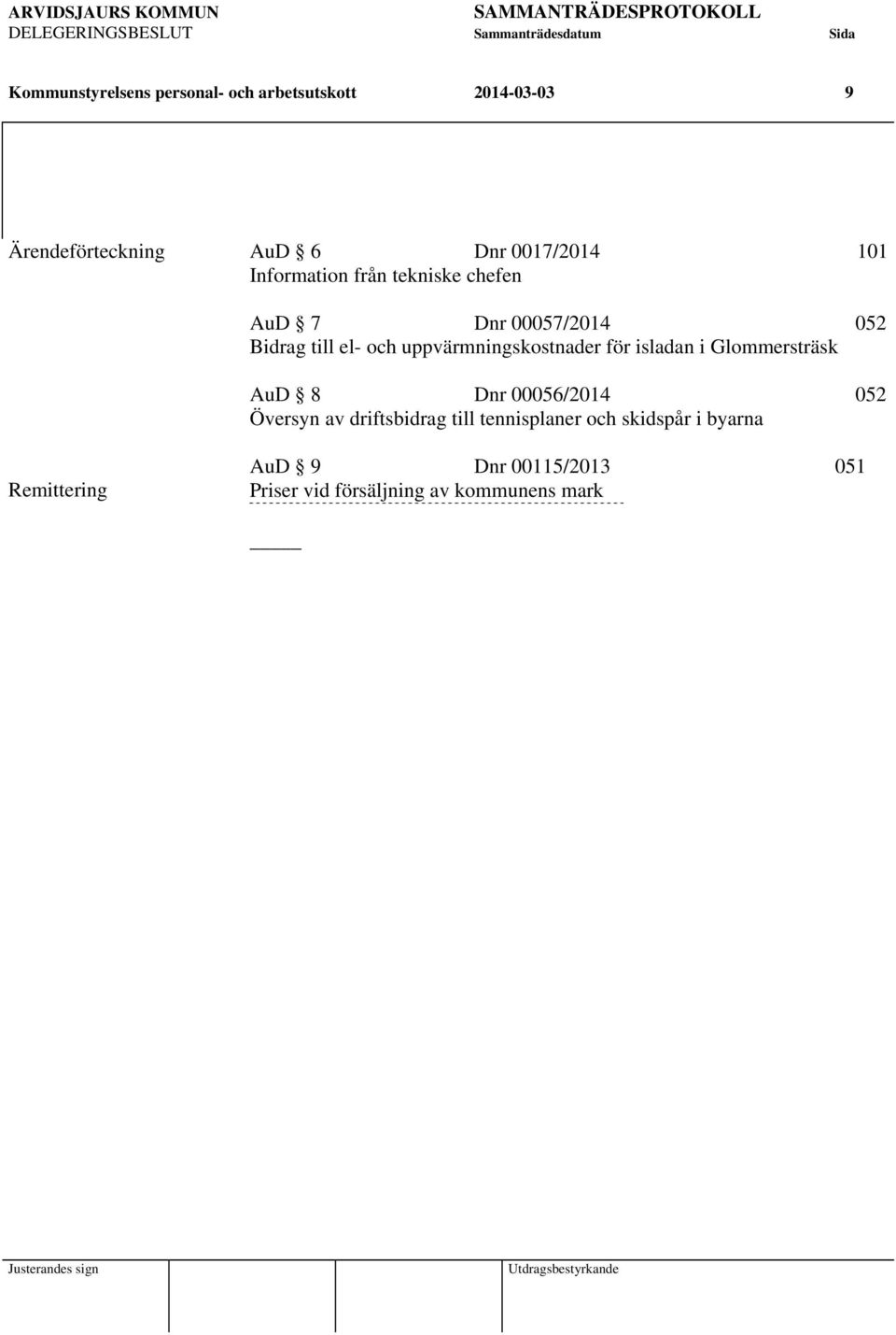 till el- och uppvärmningskostnader för isladan i Glommersträsk AuD 8 Dnr 00056/2014 052 Översyn av