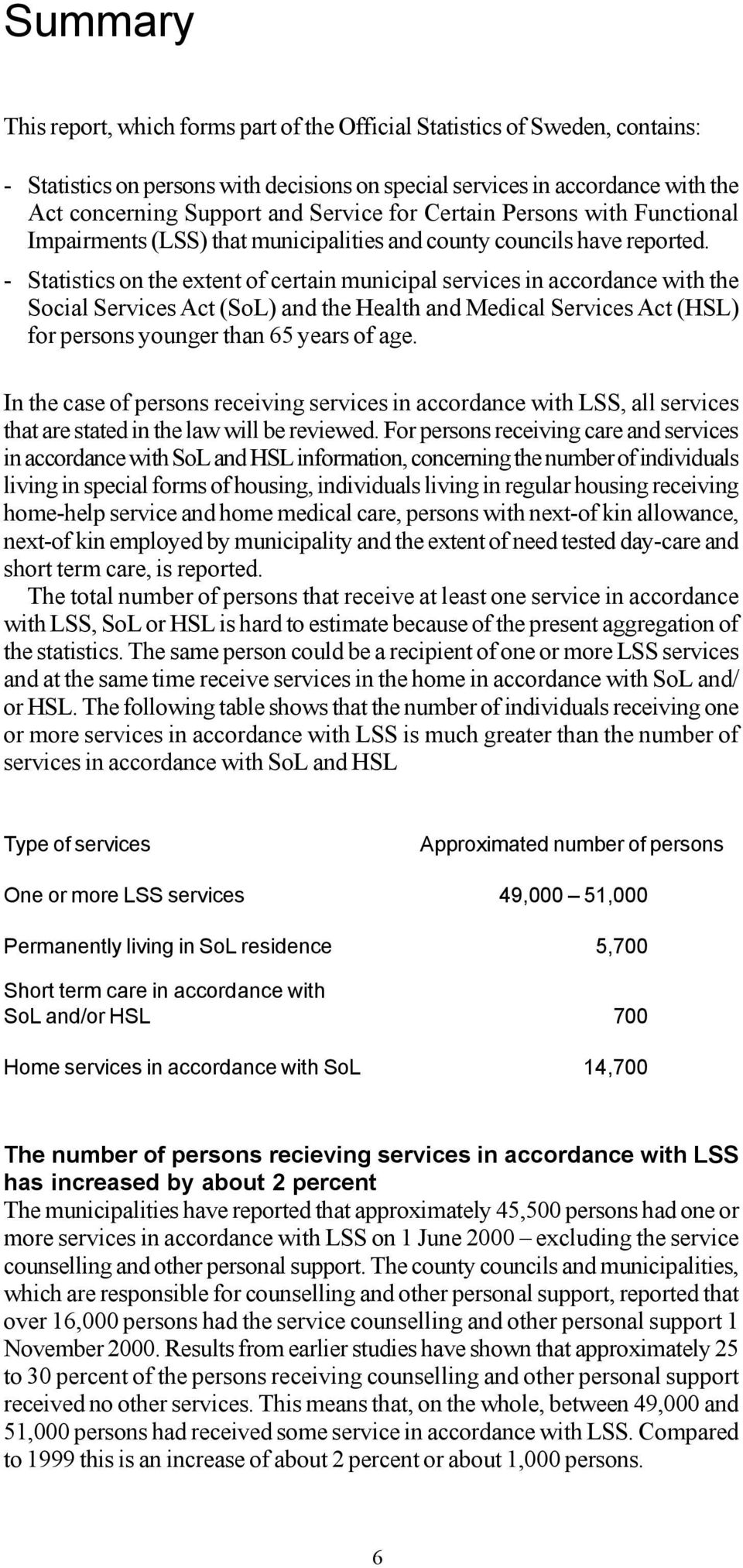 - Statistics on the extent of certain municipal services in accordance with the Social Services Act (SoL) and the Health and Medical Services Act (HSL) for persons younger than 65 years of age.