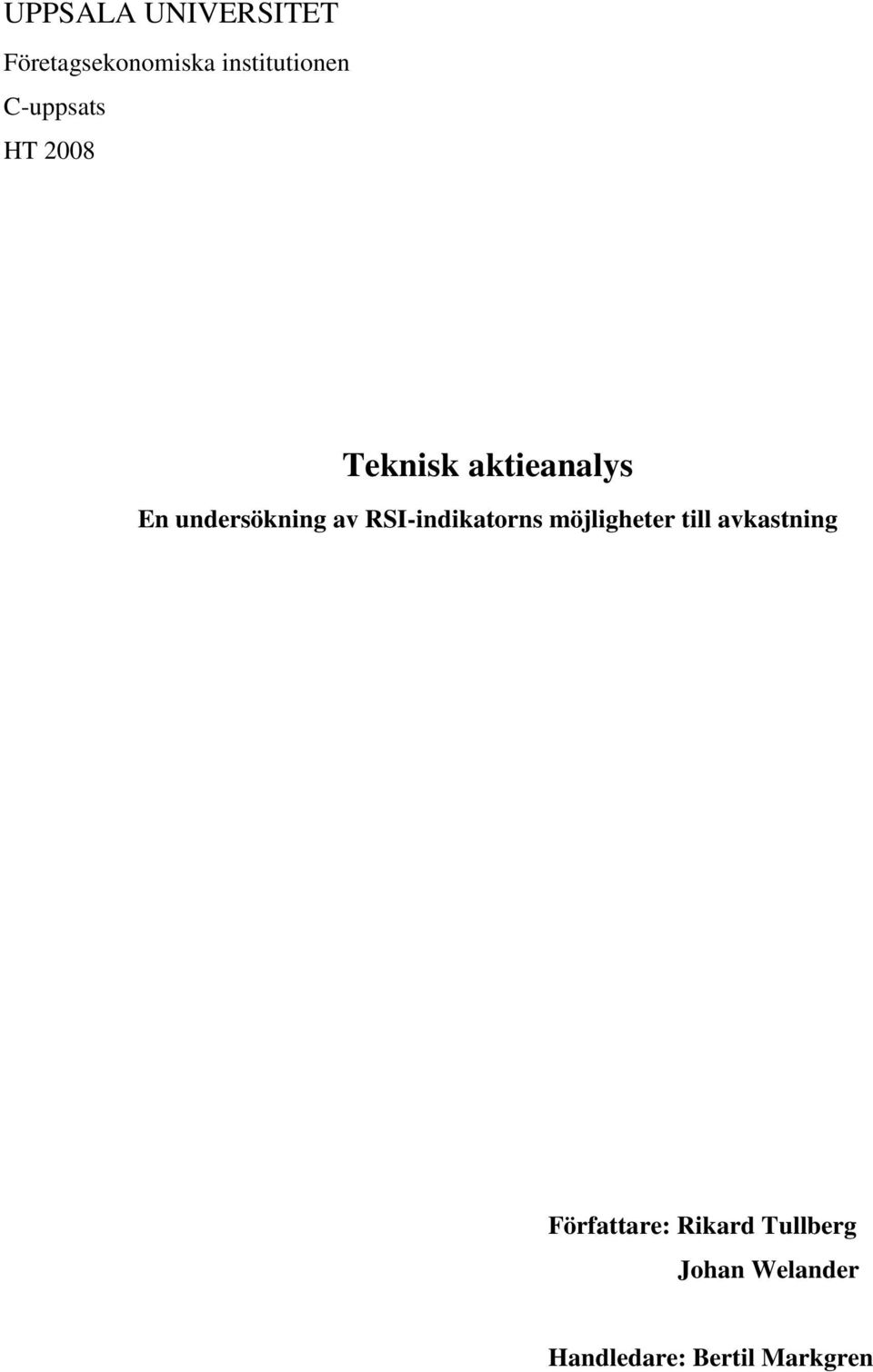 av RSI-indikatorns möjligheter till avkastning