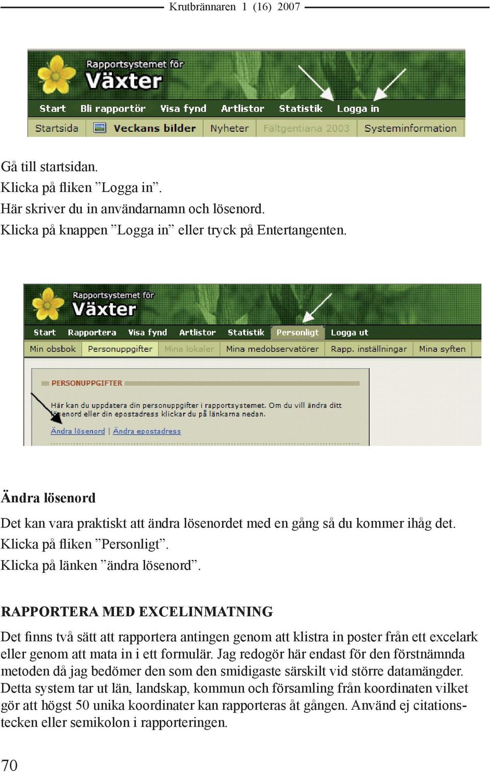RAPPORTERA MED EXCELINMATNING Det finns två sätt att rapportera antingen genom att klistra in poster från ett excelark eller genom att mata in i ett formulär.