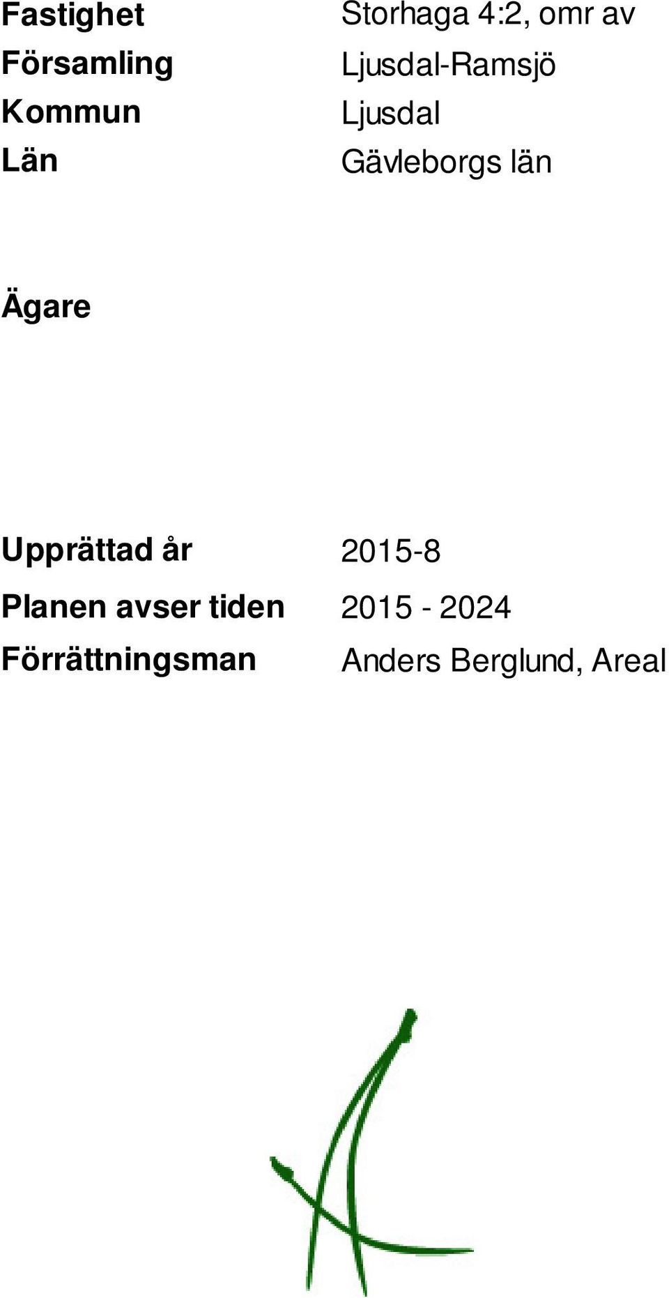 län Ägare Upprättad år Planen avser tiden