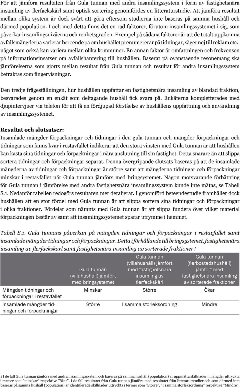 I och med detta finns det en rad faktorer, förutom insamlingssystemet i sig, som påverkar insamlingsnivåerna och renhetsgraden.