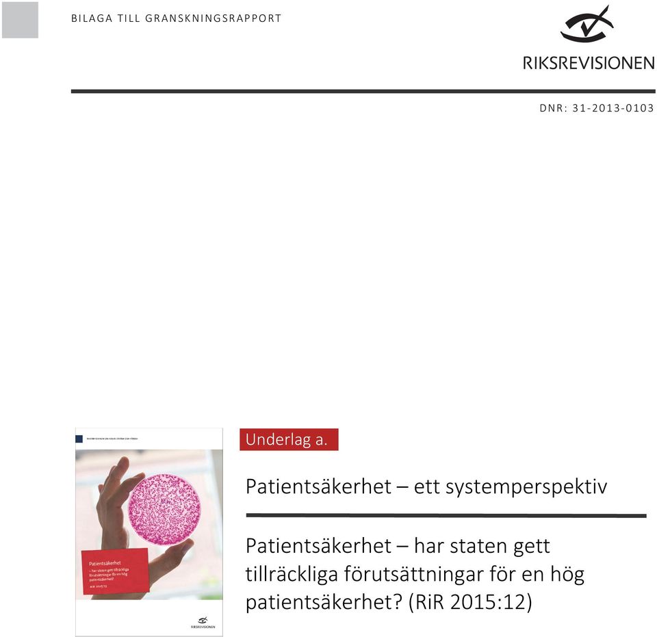 Patientsäkerhet ett systemperspektiv