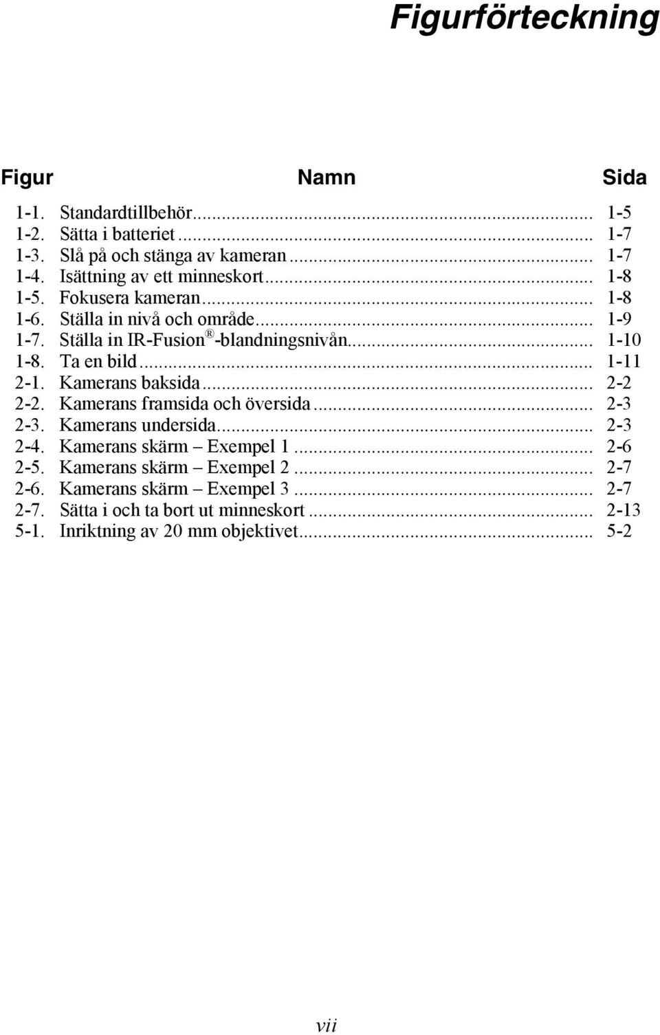 Ta en bild... 1-11 2-1. Kamerans baksida... 2-2 2-2. Kamerans framsida och översida... 2-3 2-3. Kamerans undersida... 2-3 2-4. Kamerans skärm Exempel 1.