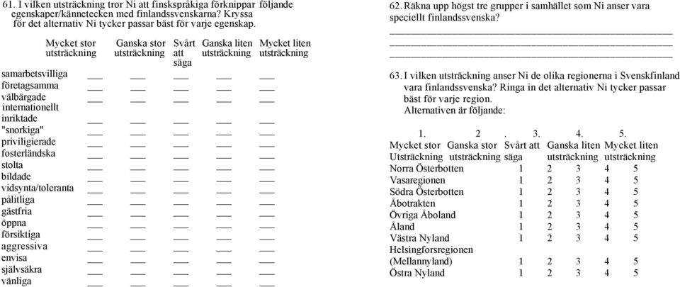 priviligierade fosterländska stolta bildade vidsynta/toleranta pålitliga gästfria öppna försiktiga aggressiva envisa självsäkra vänliga 62.