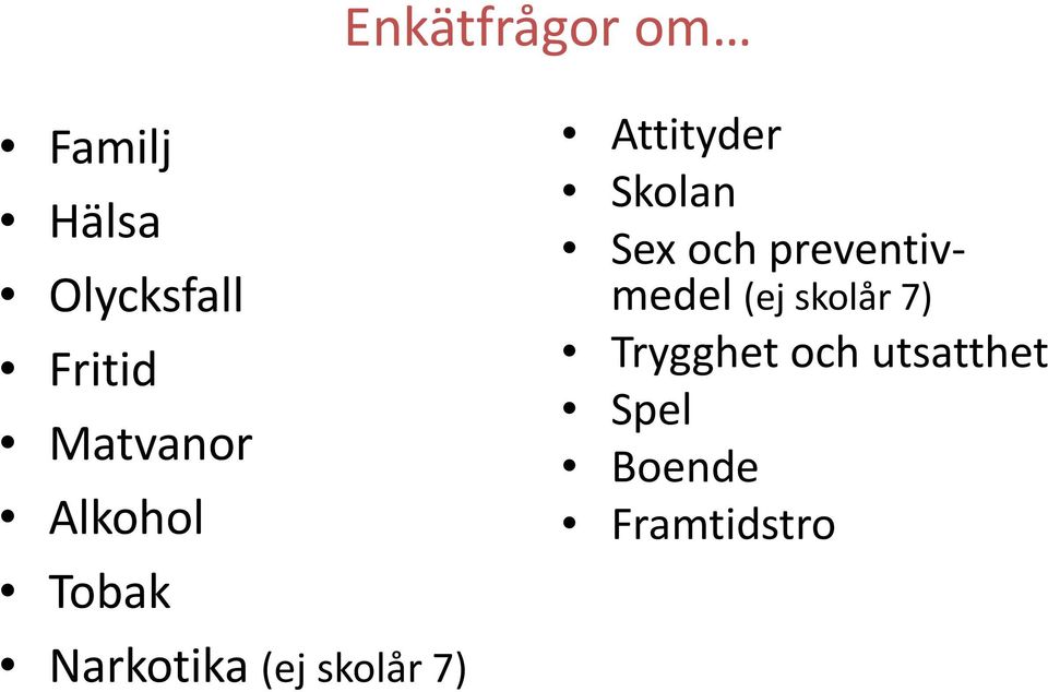 preventivmedel (ej skolår 7) Trygghet och