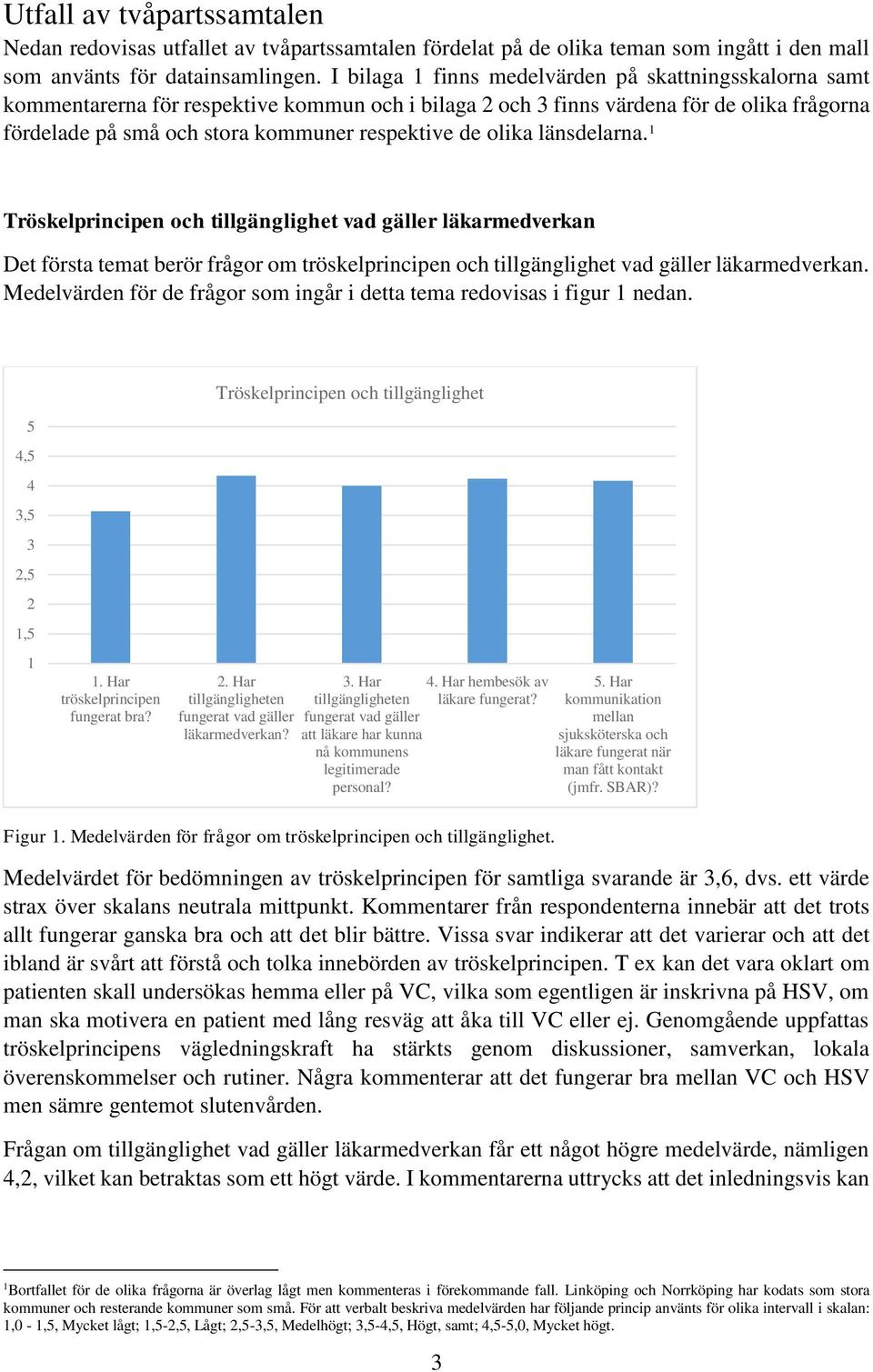 olika länsdelarna. 1 Tröskelprincipen och tillgänglighet vad gäller läkarmedverkan Det första temat berör frågor om tröskelprincipen och tillgänglighet vad gäller läkarmedverkan.