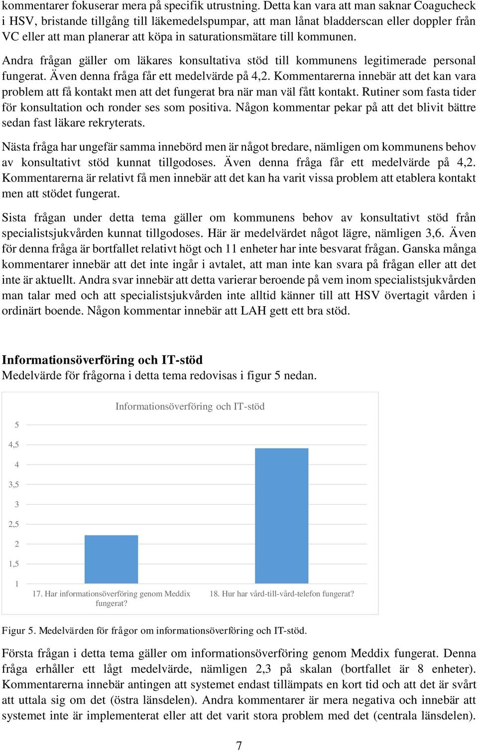 kommunen. Andra frågan gäller om läkares konsultativa stöd till kommunens legitimerade personal fungerat. Även denna fråga får ett medelvärde på 4,2.