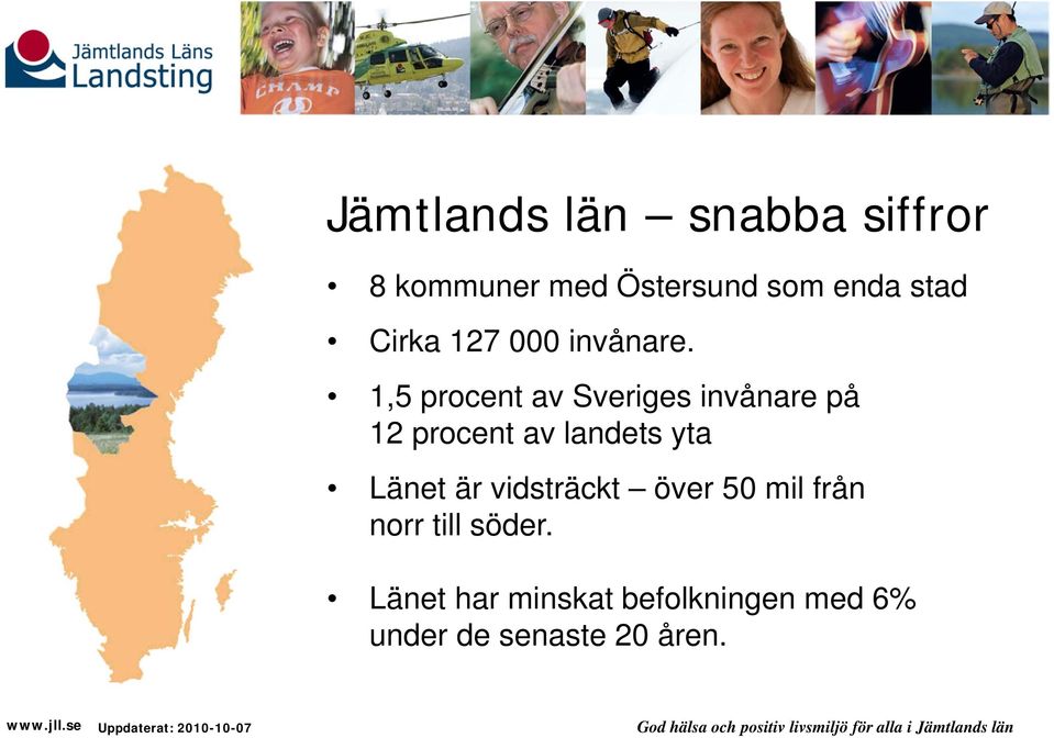 1,5 procent av Sveriges invånare på 12 procent av landets yta Länet är