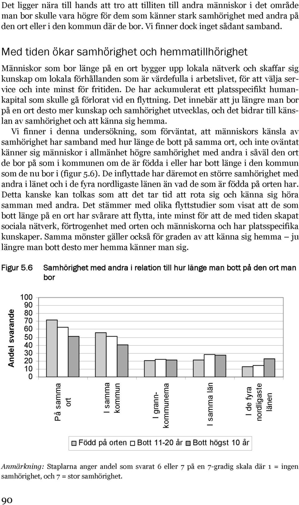 Med tiden ökar samhörighet och hemmatillhörighet Människor som bor länge på en ort bygger upp lokala nätverk och skaffar sig kunskap om lokala förhållanden som är värdefulla i arbetslivet, för att