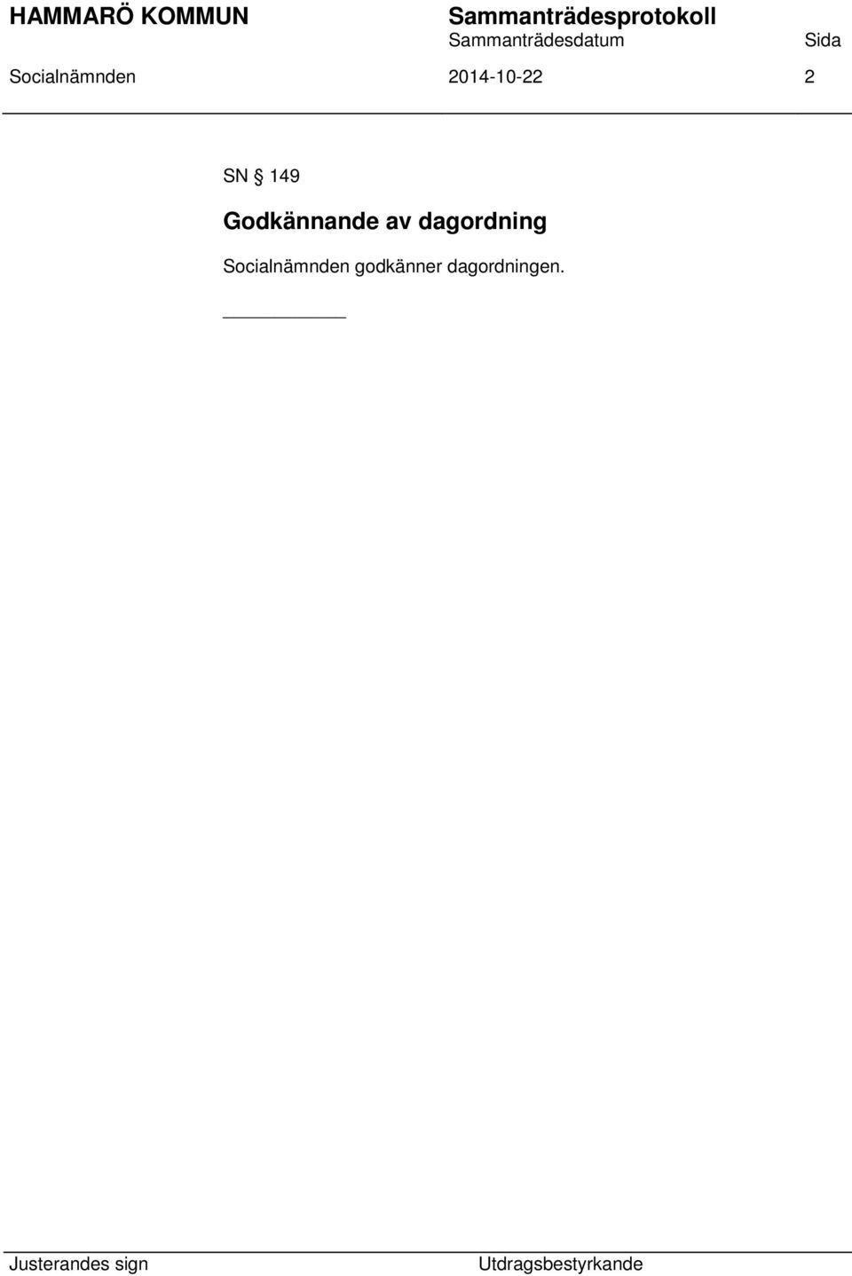 dagordning Socialnämnden