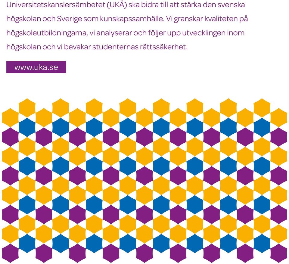 Vi granskar kvaliteten på högskoleutbildningarna, vi analyserar och