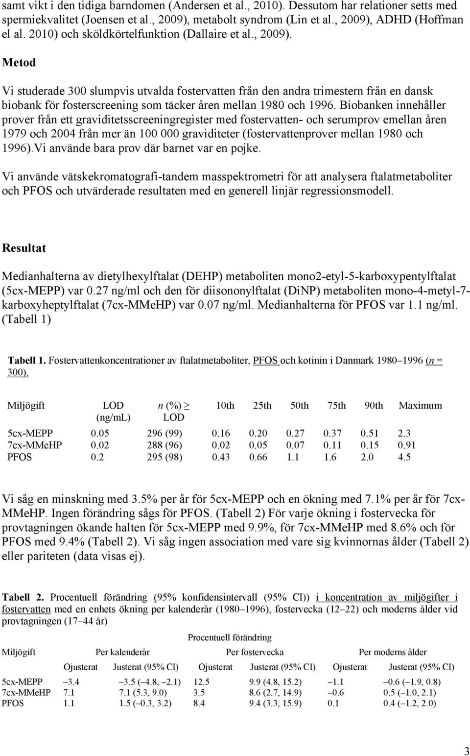 Metod Vi studerade 300 slumpvis utvalda fostervatten från den andra trimestern från en dansk biobank för fosterscreening som täcker åren mellan 1980 och 1996.