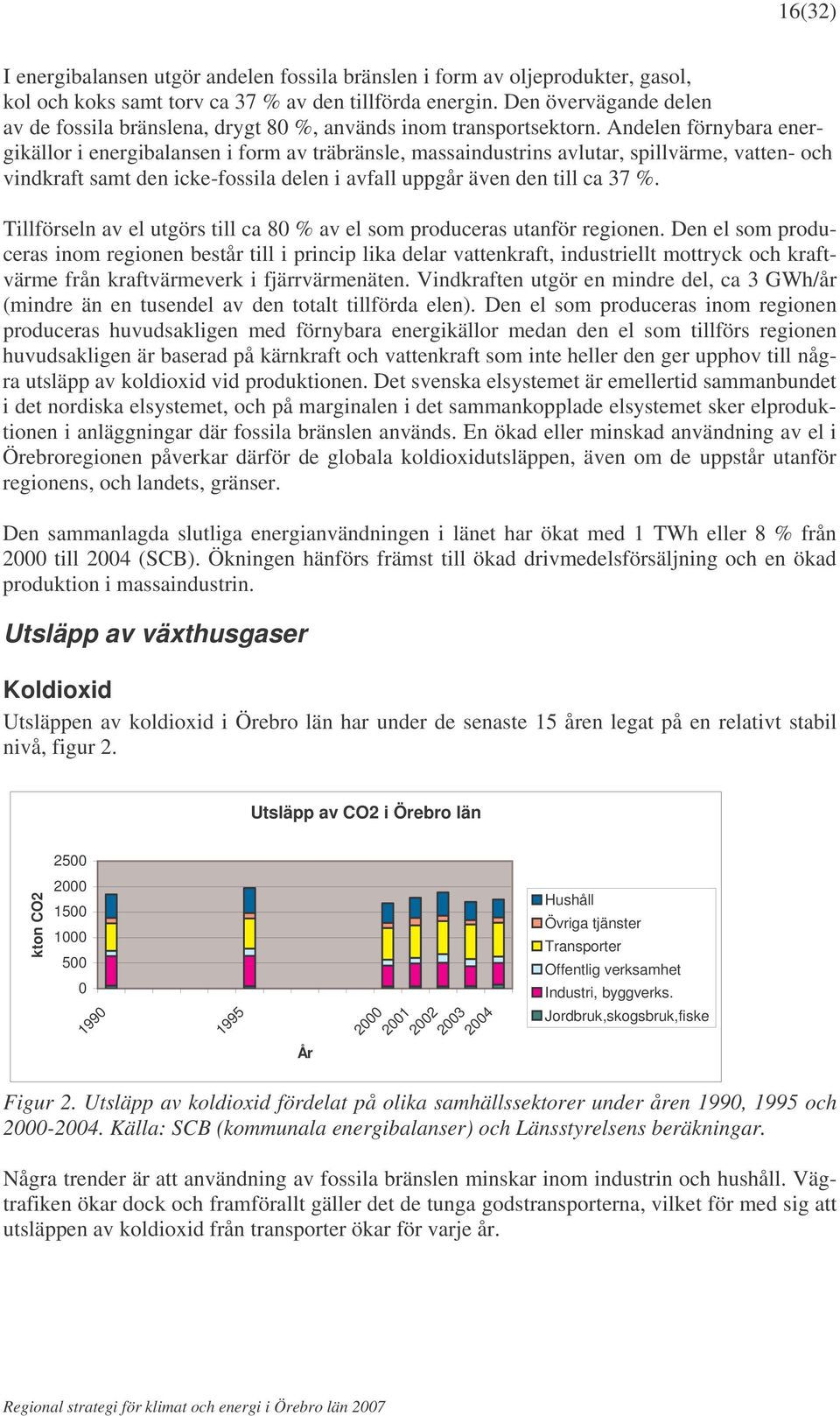 Andelen förnybara energikällor i energibalansen i form av träbränsle, massaindustrins avlutar, spillvärme, vatten- och vindkraft samt den icke-fossila delen i avfall uppgår även den till ca 37 %.