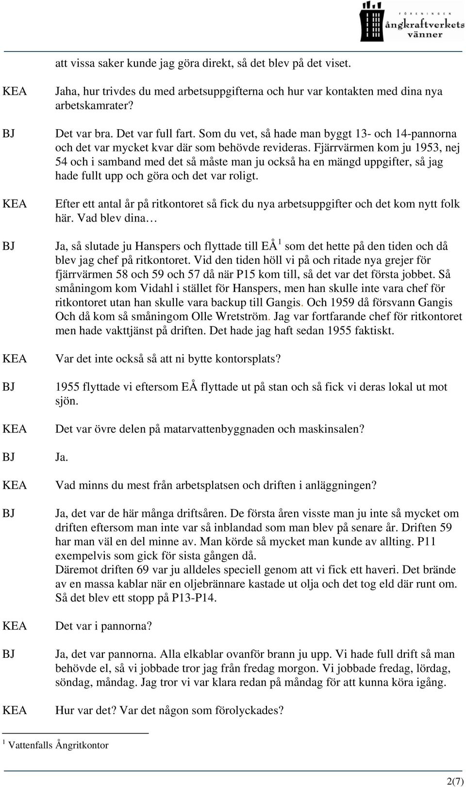 Fjärrvärmen kom ju 1953, nej 54 och i samband med det så måste man ju också ha en mängd uppgifter, så jag hade fullt upp och göra och det var roligt.