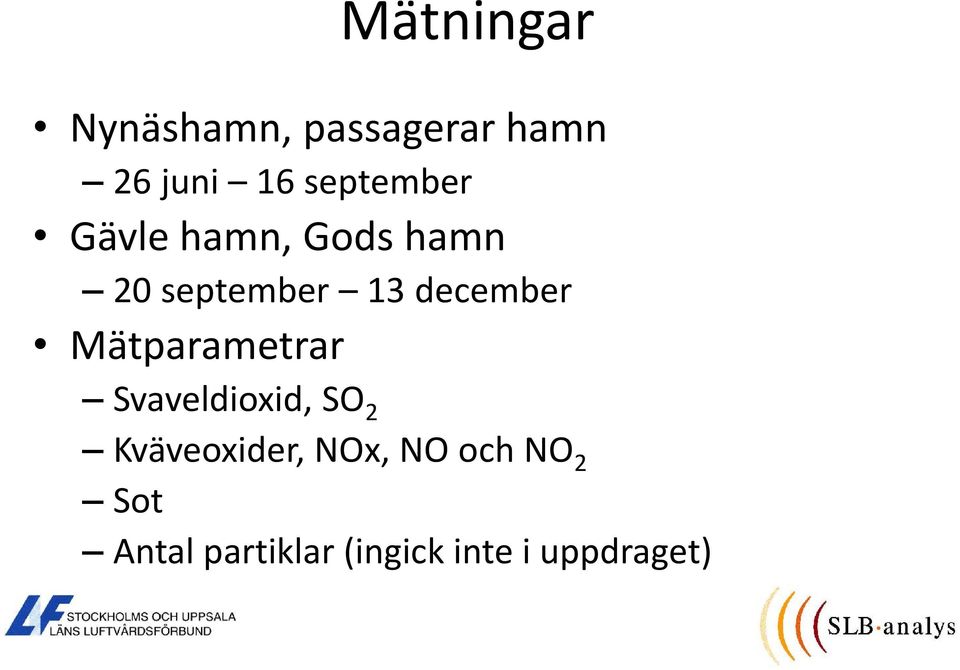 december Mätparametrar Svaveldioxid, SO2