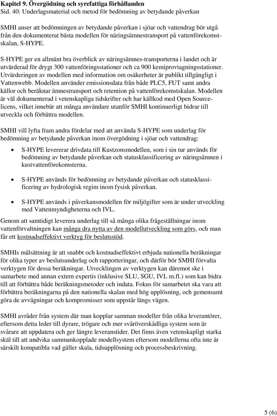 näringsämnestransport på vattenförekomstskalan, S-HYPE.