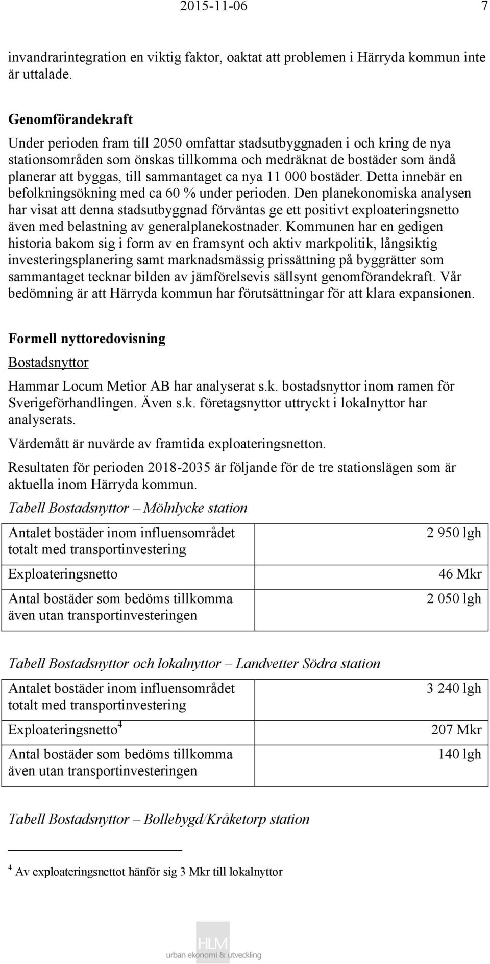sammantaget ca nya 11 000 bostäder. Detta innebär en befolkningsökning med ca 60 % under perioden.