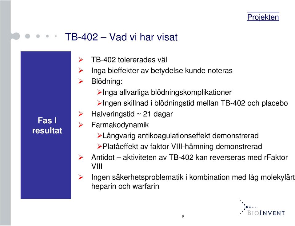 Farmakodynamik Långvarig antikoagulationseffekt demonstrerad Platåeffekt av faktor VIII-hämning demonstrerad Antidot