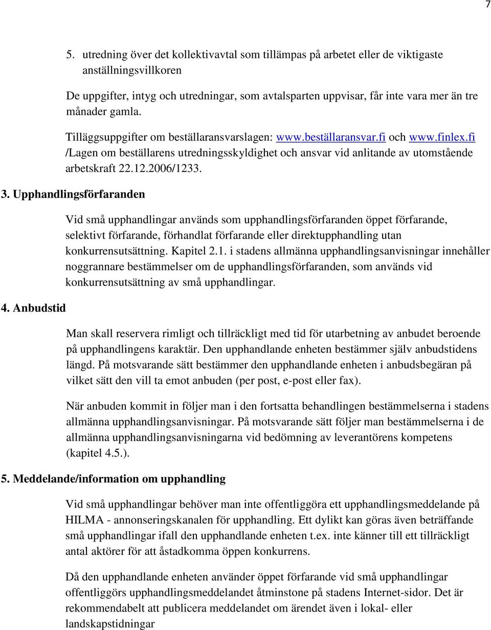 12.2006/1233. 3. Upphandlingsförfaranden 4.
