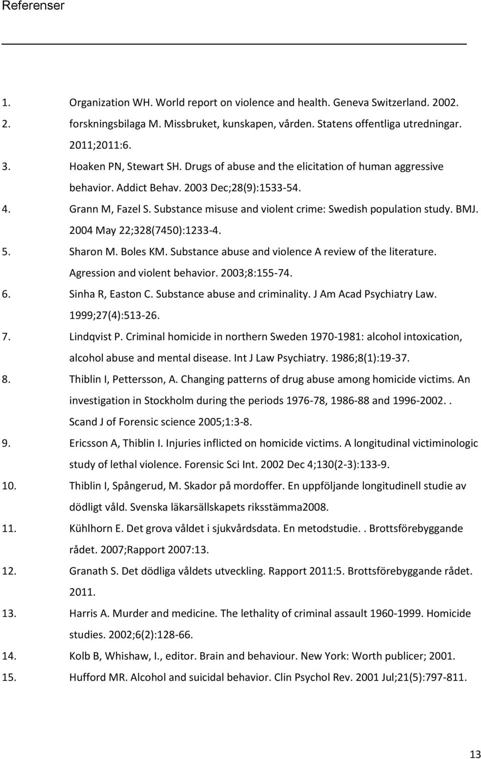 Substance misuse and violent crime: Swedish population study. BMJ. 2004 May 22;328(7450):1233-4. 5. Sharon M. Boles KM. Substance abuse and violence A review of the literature.