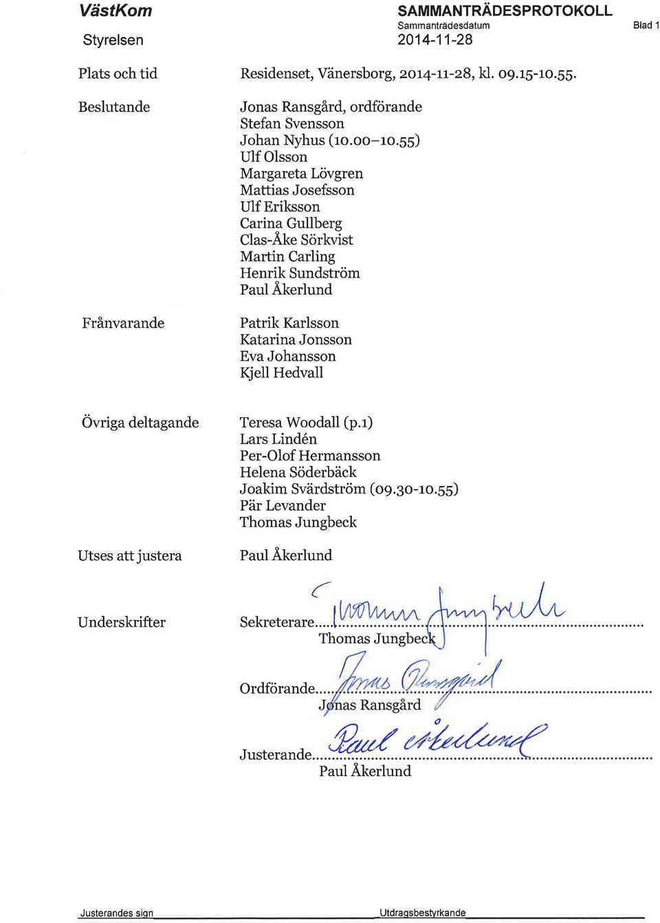 55) Ulf Olsson Margareta Lövgren Mattias Josefsson Ulf Eriksson Carina Gullberg Clas-Åke Sörkvist Martin Carling Henrik Sundström PaulÅkerlund Patrik Karlsson Katarina