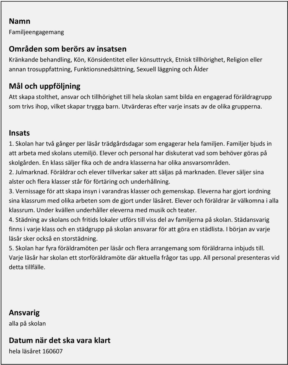 Elever och personal har diskuterat vad som behöver göras på skolgården. En klass säljer fika och de andra klasserna har olika ansvarsområden. 2. Julmarknad.
