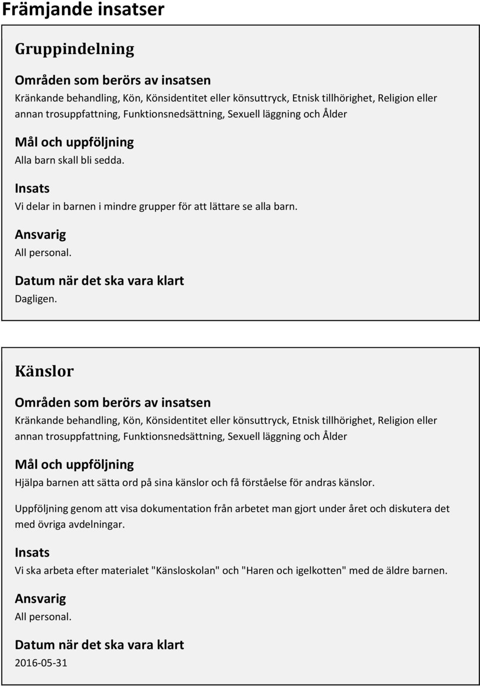 Datum när det ska vara klart Dagligen.