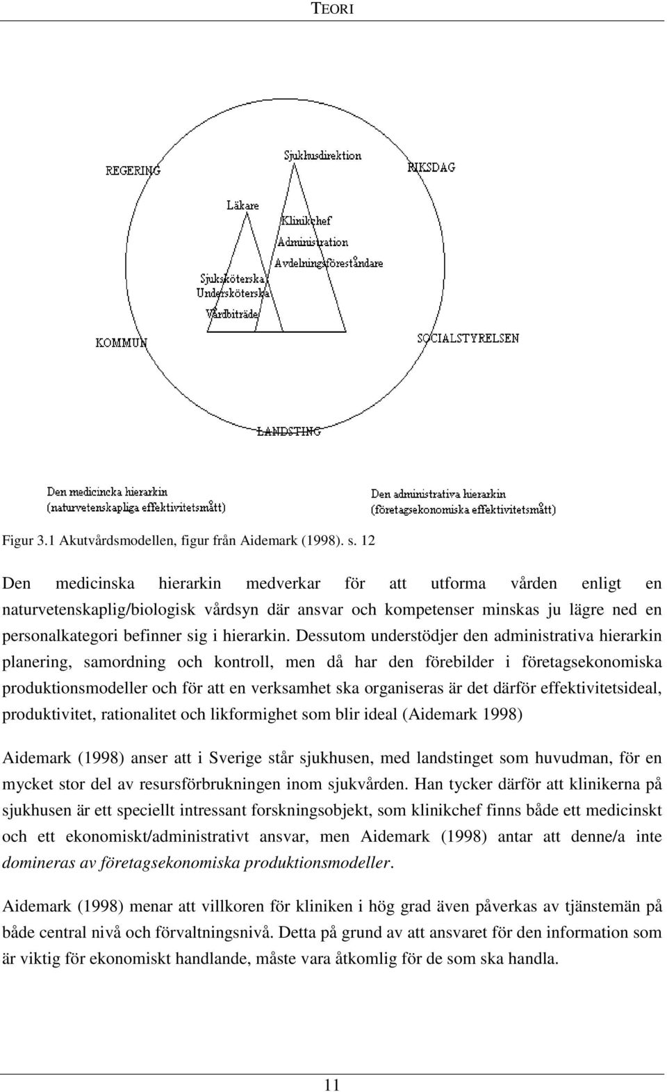 Dessutom understödjer den administrativa hierarkin planering, samordning och kontroll, men då har den förebilder i företagsekonomiska produktionsmodeller och för att en verksamhet ska organiseras är