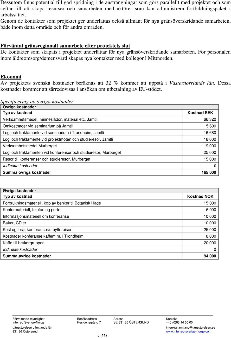 Förväntat gränsregionalt samarbete efter projektets slut De kontakter som skapats i projektet underlättar för nya gränsöverskridande samarbeten.