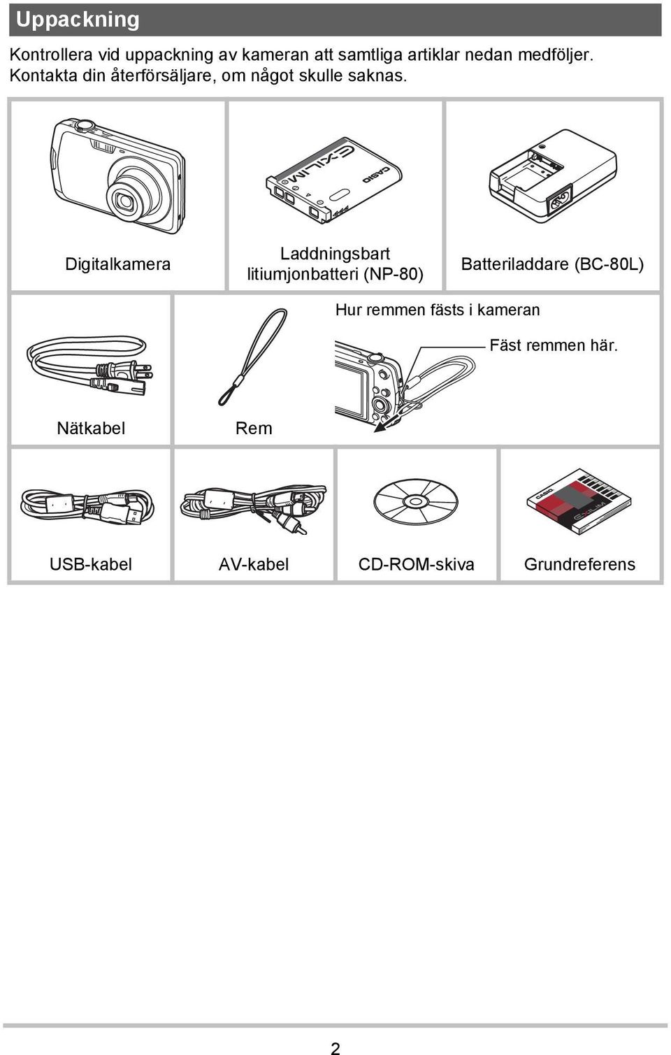 Digitalkamera Laddningsbart litiumjonbatteri (NP-80) Batteriladdare (BC-80L) Hur