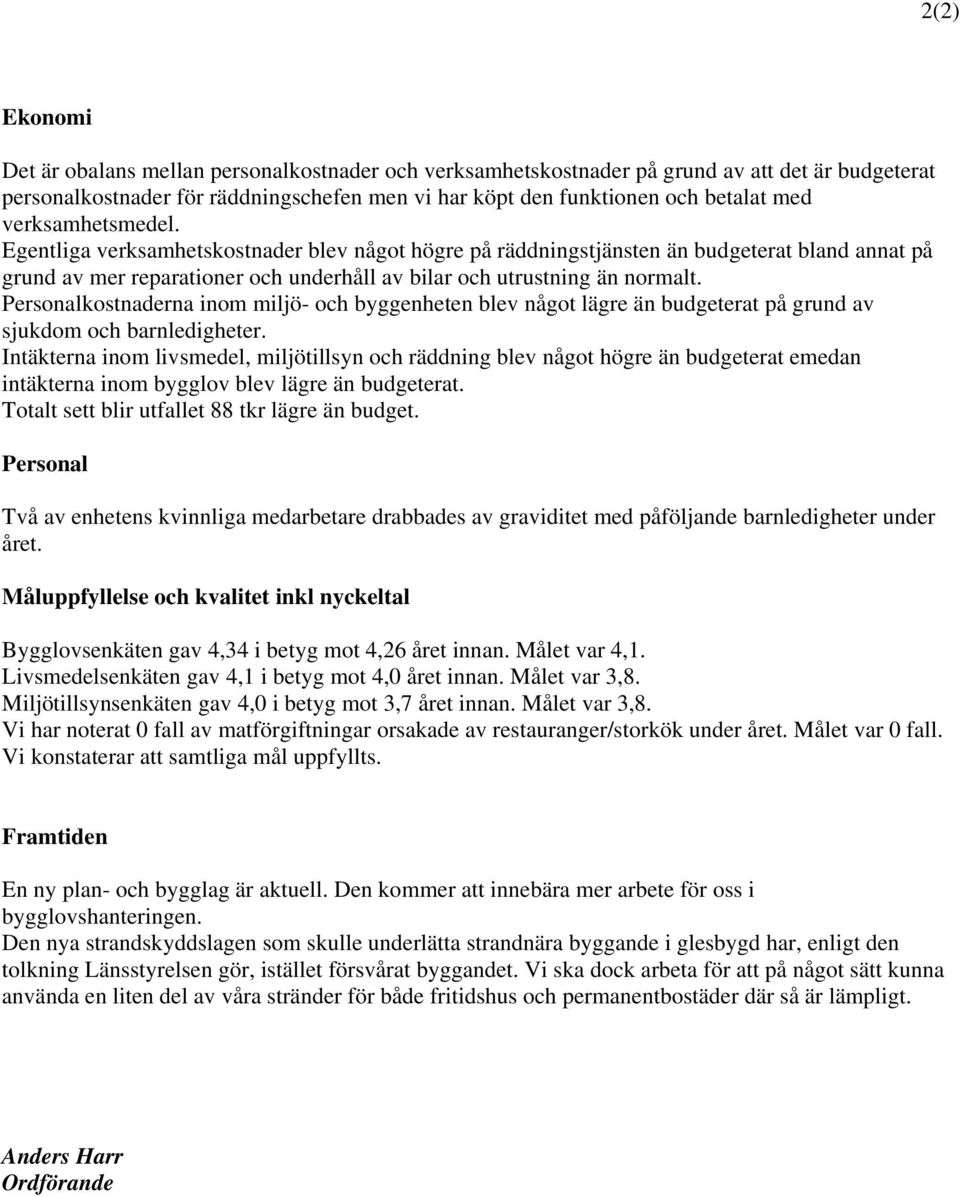 Personalkostnaderna inom miljö- och byggenheten blev något lägre än budgeterat på grund av sjukdom och barnledigheter.