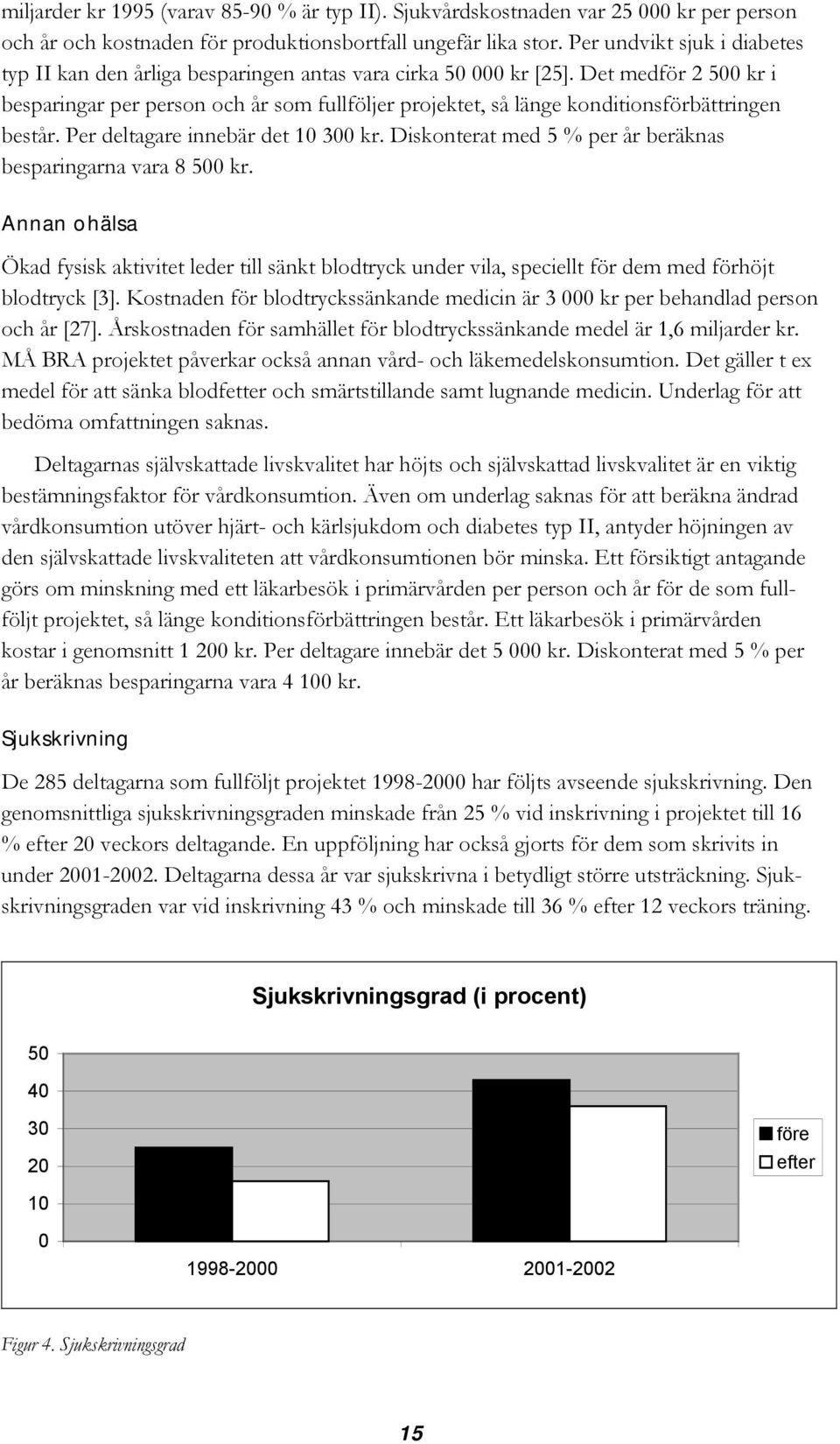Det medför 2 500 kr i besparingar per person och år som fullföljer projektet, så länge konditionsförbättringen består. Per deltagare innebär det 10 300 kr.