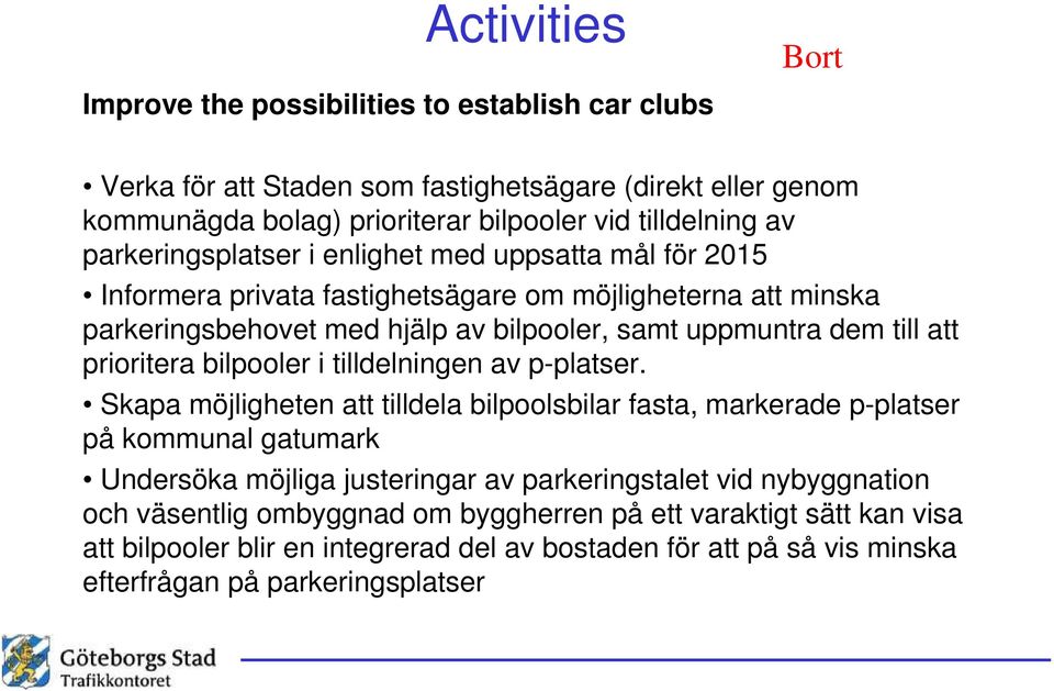 prioritera bilpooler i tilldelningen av p-platser.