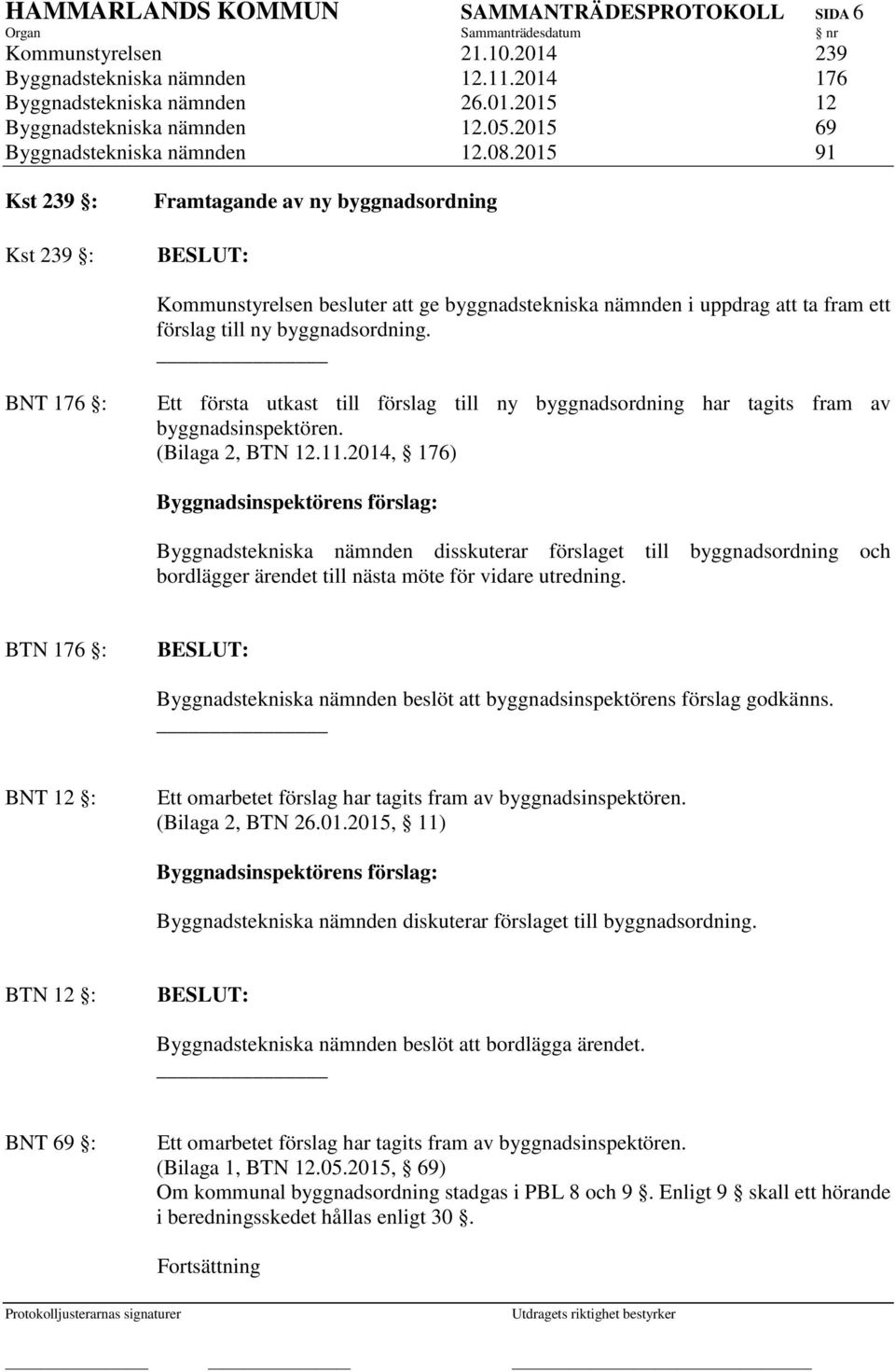 2015 91 Kst 239 : Kst 239 : Framtagande av ny byggnadsordning Kommunstyrelsen besluter att ge byggnadstekniska nämnden i uppdrag att ta fram ett förslag till ny byggnadsordning.