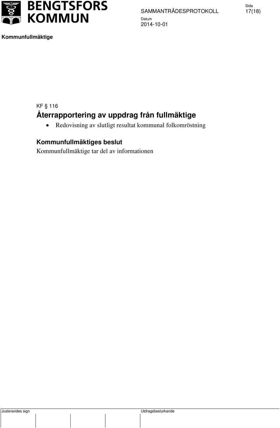 av slutligt resultat kommunal