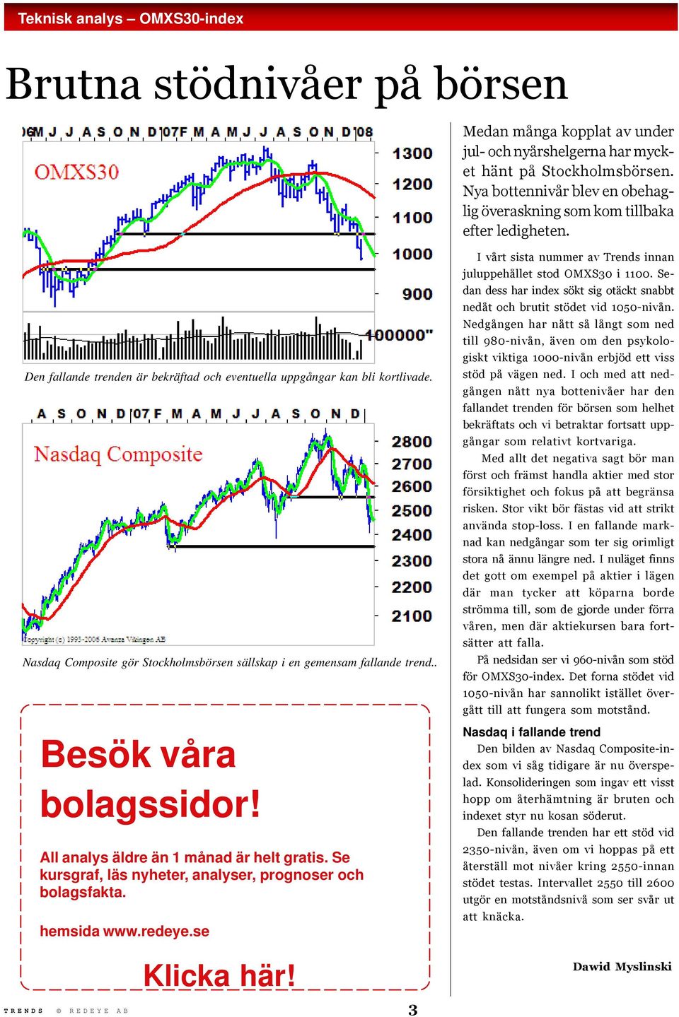 Nasdaq Composite gör Stockholmsbörsen sällskap i en gemensam fallande trend.. Besök våra bolagssidor! All analys äldre än 1 månad är helt gratis.