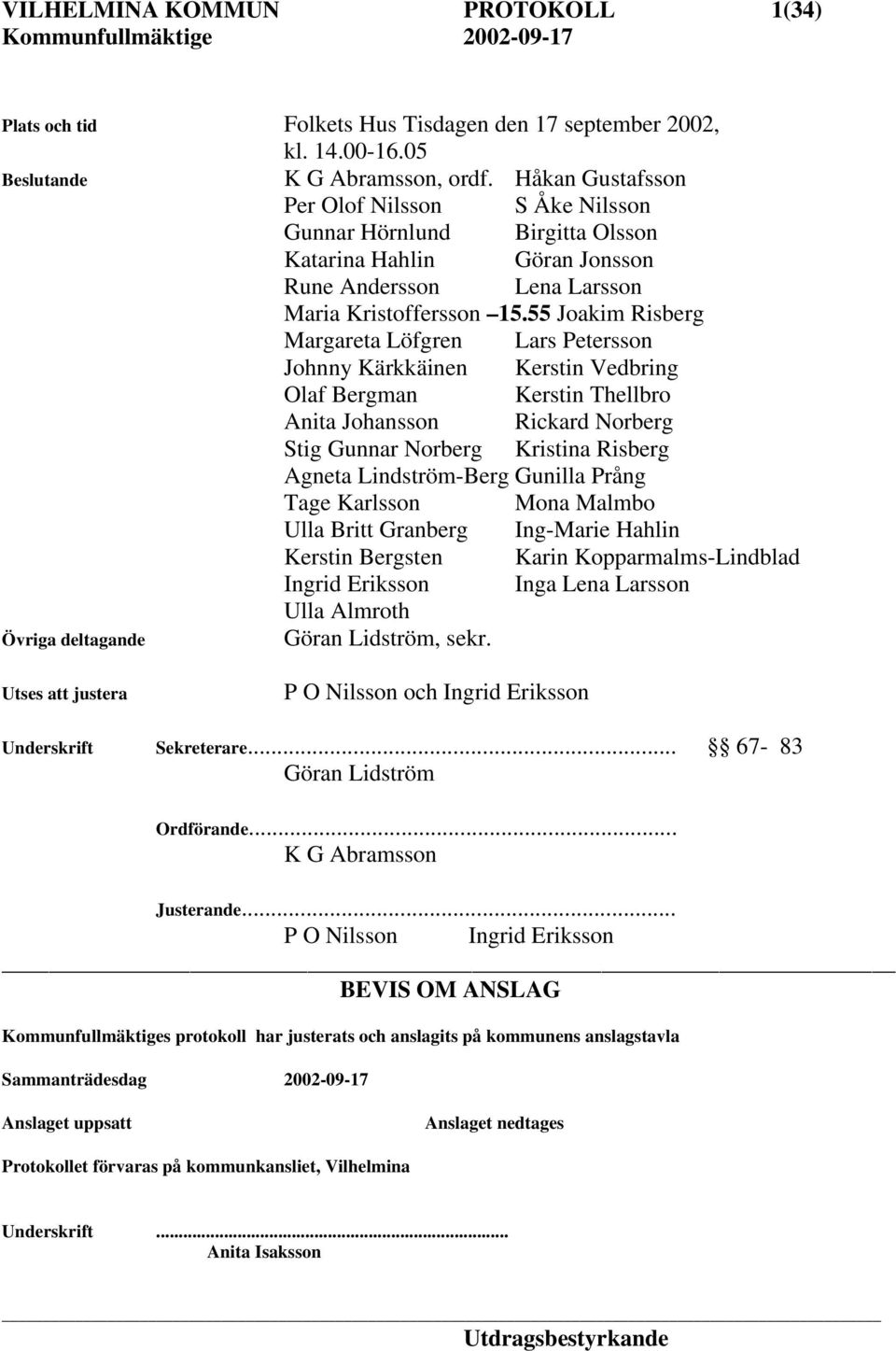 55 Joakim Risberg Margareta Löfgren Lars Petersson Johnny Kärkkäinen Kerstin Vedbring Olaf Bergman Kerstin Thellbro Anita Johansson Rickard Norberg Stig Gunnar Norberg Kristina Risberg Agneta