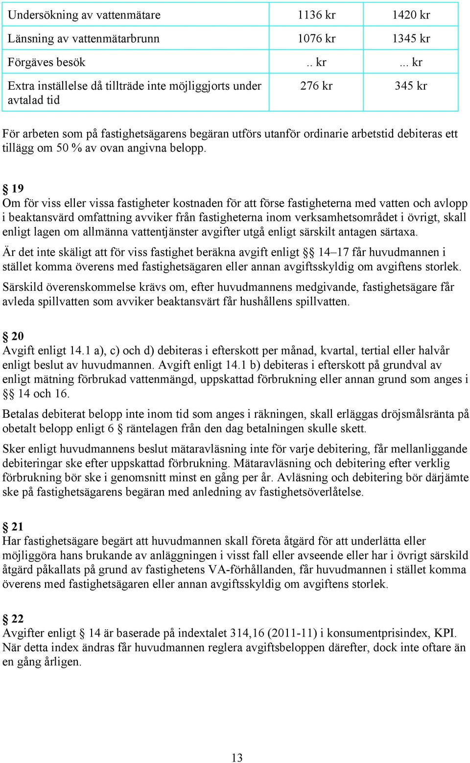 Länsning av vattenmätarbrunn 1076 kr 