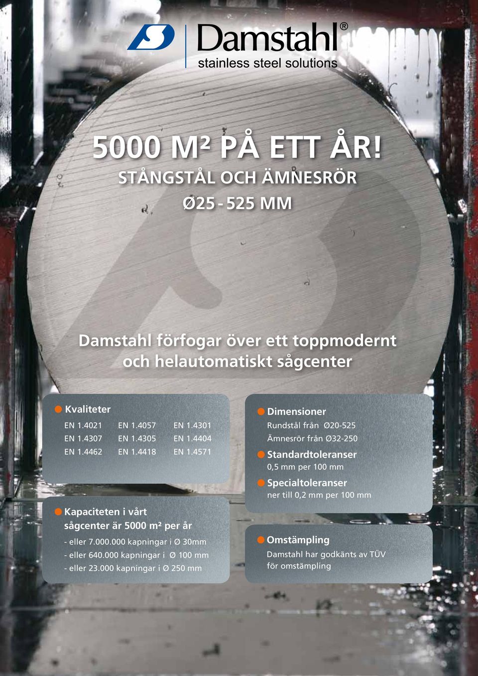 000.000 kapningar i Ø 30mm - eller 640.000 kapningar i Ø 100 mm - eller 23.