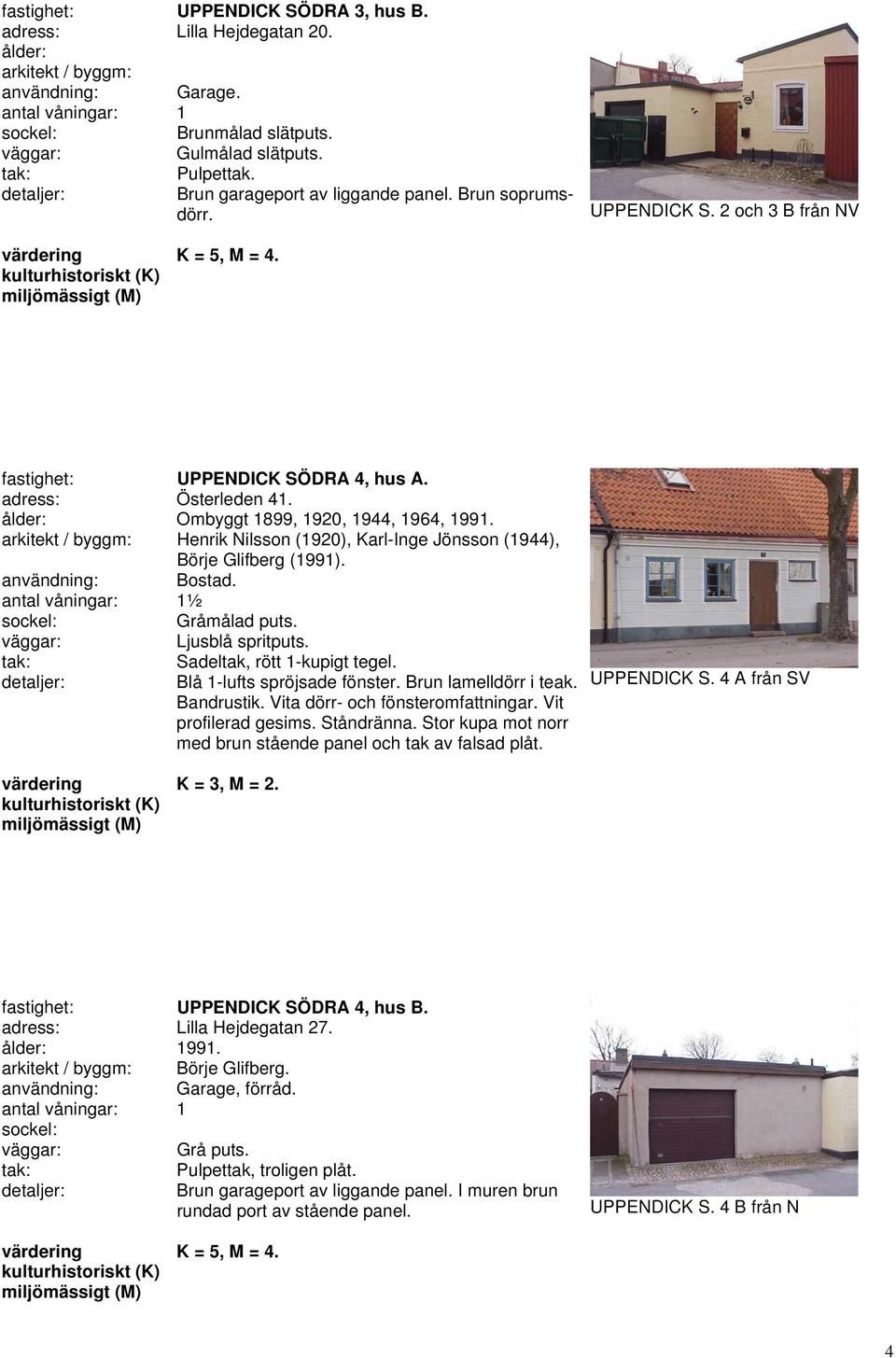 Sadeltak, rött 1-kupigt tegel. Blå 1-lufts spröjsade fönster. Brun lamelldörr i teak. Bandrustik. Vita dörr- och fönsteromfattningar. Vit profilerad gesims. Ståndränna.